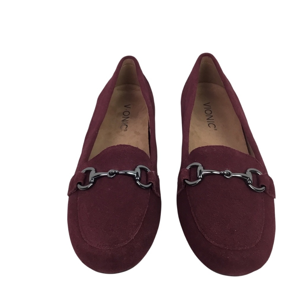 NWOT Vionic Bibiana Suede Slip On Horsebit Loafers Burgundy - Picture 2 of 13